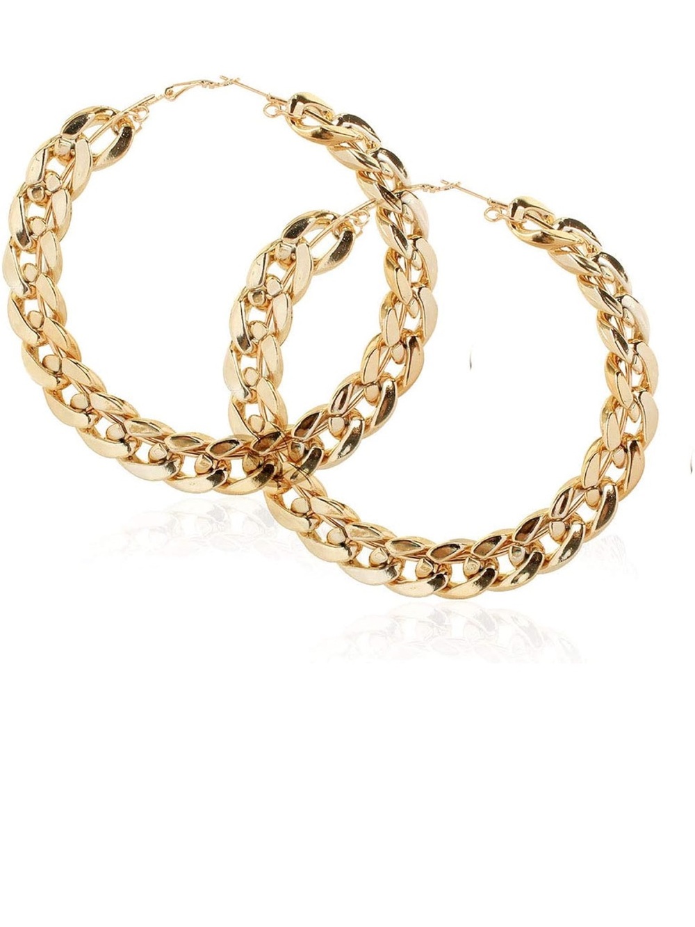 Gold Chain-Link Hoop Earrings - Women Jewelry